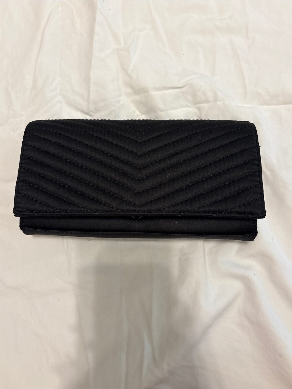 Neiman Marcus Black Quilted Chevron Wallet Clutch